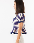 Addie Puff Sleeve Top - Navy Stripe