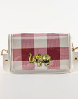 Petite Dark Red Buffalo Check Clear Stadium Bag with Elephant
