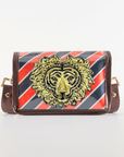 Petite Orange and Navy Stripe Clear Stadium Bag with Tiger