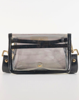 Petite Black Clear Stadium Bag with Leopard