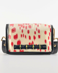 Petite Red and White Les Touches Clear Stadium Bag with Black Bamboo Stick