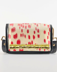 Petite Red and White Les Touches Clear Stadium Bag with Gold Bamboo Stick