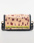 Petite Dark Red Les Touches Clear Stadium Bag with Gold Bamboo Stick (black trim)