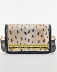 Petite Dark Antelope Clear Stadium Bag with Gold Bamboo Stick