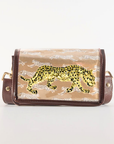 Petite Leaping Leopards Clear Stadium Bag with Leopard (brown trim)