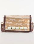 Petite Leaping Leopards Clear Stadium Bag with White Bamboo Stick (brown trim)