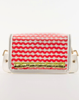 Petite Red Wavy Clear Stadium Bag with Gold Bamboo Stick