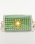 Petite Green Gingham Clear Stadium Bag with White Starburst
