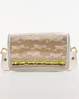 Petite Leaping Leopards Clear Stadium Bag with Gold Bamboo Stick