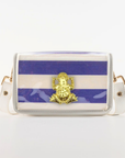 Petite Purple Stripe Clear Stadium Bag with Frog