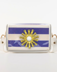 Petite Purple Stripe Clear Stadium Bag with White Starburst