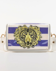 Petite Purple Stripe Clear Stadium Bag with Tiger
