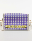 Petite Purple Gingham Clear Stadium Bag with Gold Bamboo Stick