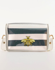 Petite Navy Stripe Clear Stadium Bag with Bee