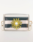 Petite Navy Stripe Clear Stadium Bag with White Starburst