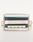 Petite Navy Stripe Clear Stadium Bag with White Bamboo Stick
