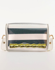 Petite Navy Stripe Clear Stadium Bag with Gold Bamboo Stick