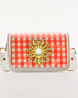 Petite Orange Gingham Clear Stadium Bag with White Starburst