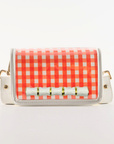 Petite Orange Gingham Clear Stadium Bag with White Bamboo Stick