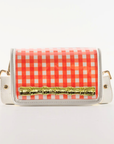 Petite Orange Gingham Clear Stadium Bag with Gold Bamboo Stick