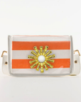 Petite Orange Stripe Clear Stadium Bag with White Starburst