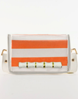 Petite Orange Stripe Clear Stadium Bag with White Bamboo Stick