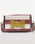 Petite Dark Red Stripe Clear Stadium Bag with XX Bamboo