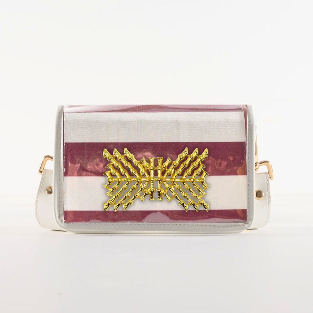Petite Dark Red Stripe Clear Stadium Bag with XX
