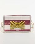 Petite Dark Red Stripe Clear Stadium Bag with XX