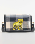 Petite Black/White Buffalo Check Clear Stadium Bag with Bulldog