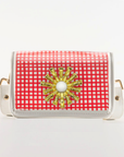 Petite Red Grid Clear Stadium Bag with White Starburst