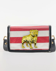 Petite Red and White Stripe Clear Stadium Bag with Bulldog(black trim)