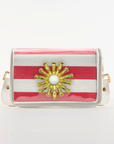 Petite Red and White Stripe Clear Stadium Bag with White Starburst