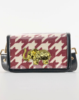 Petite Crimson Houndstooth Clear Stadium Bag with Elephant(black trim)