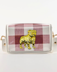 Petite Crimson Buffalo Check Clear Stadium Bag with Bulldog