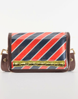 Petite Orange and Navy Stripe Clear Stadium Bag with Gold Bamboo