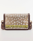 Petite Antelope Clear Stadium Bag with Gold Bamboo Stick (brown trim)