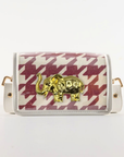 Petite Crimson Houndstooth Clear Stadium Bag with Elephant(white trim)
