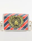 Petite Orange and Navy Stripe Clear Stadium Bag with Tiger