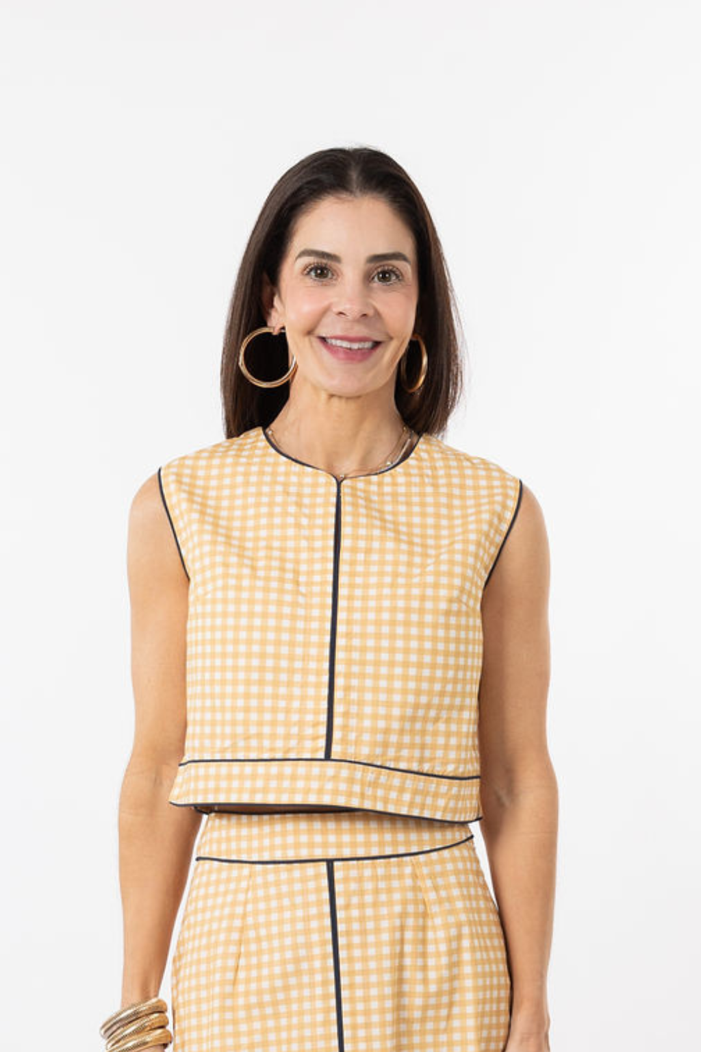 Emmy Set TOP ONLY - Gold Gingham/Navy