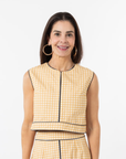 Emmy Set TOP ONLY - Gold Gingham/Navy
