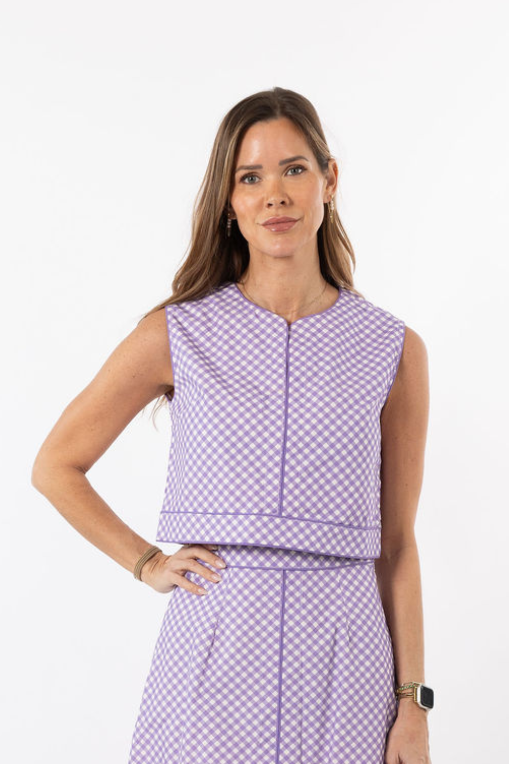 Emmy Set TOP ONLY - Purple Gingham