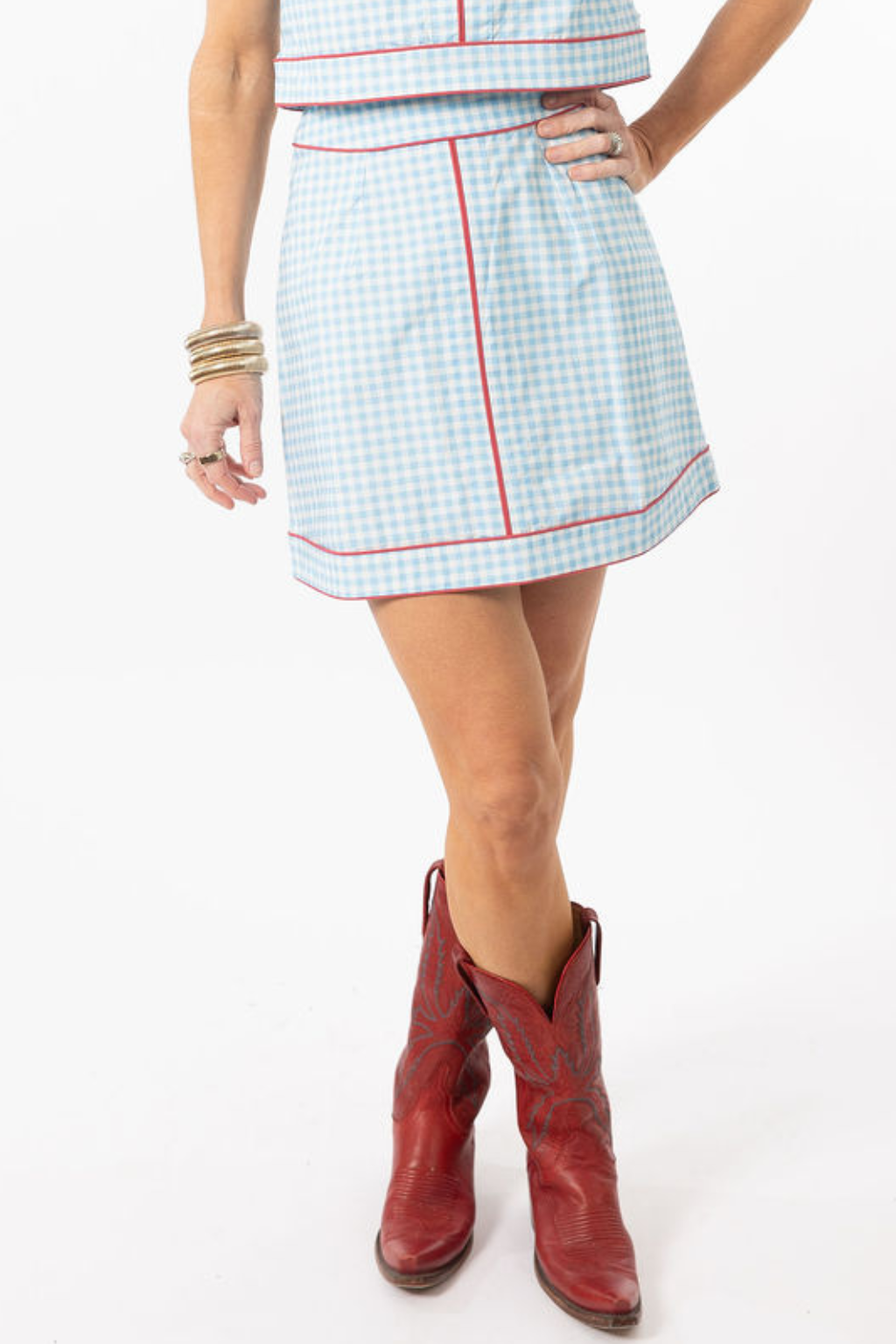 Emmy Set SKIRT ONLY - Blue Gingham/Red