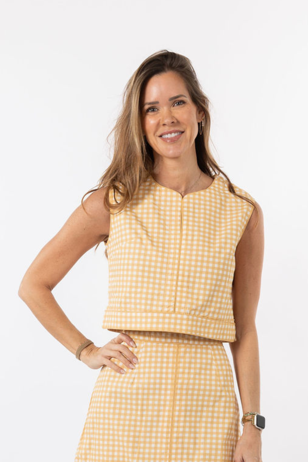 Emmy Set TOP ONLY- Gold Gingham/Gold