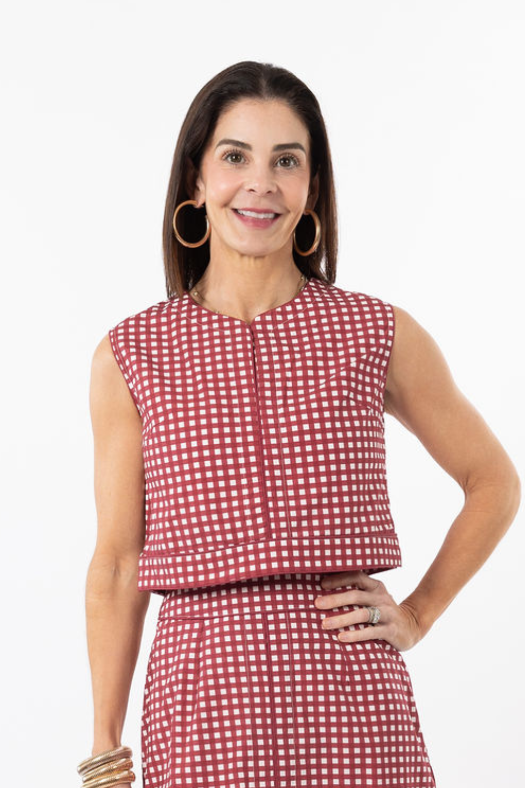 Emmy Set TOP ONLY - Dark Red Gingham