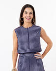 Emmy Set TOP ONLY - Navy Gingham