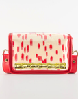 Petite Red and White Les Touches Stadium Bag with Gold Bamboo Stick