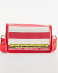 Petite Red Stripe Stadium Bag with Gold Bamboo Stick