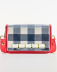 Petite Navy Buffalo Check Stadium Bag with White Bamboo Stick