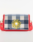 Petite Navy Buffalo Check Stadium Bag with White Starburst